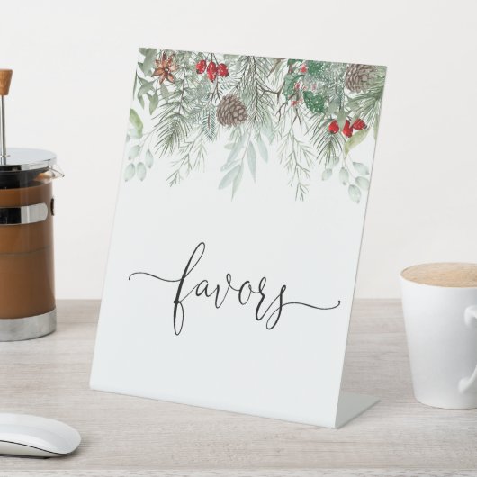 Winter Evergreen Pine Baby Shower Favoriten Sockelschild (In SItu)