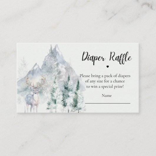 Winter Evergreen Pine Tree Diaper Raffle Ticket Begleitkarte (Vorderseite)