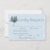 Winter Evergreen Pine Trees Wedding RSVP Karte (Vorderseite)