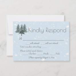 Winter Evergreen Pine Trees Wedding RSVP Karte