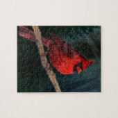 Winter Evergreen Primitive Christmas Red Kardinal Puzzle (Horizontal)