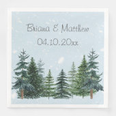 Winter Evergreen Snow Rustikale Hochzeit Serviette (Vorderseite)