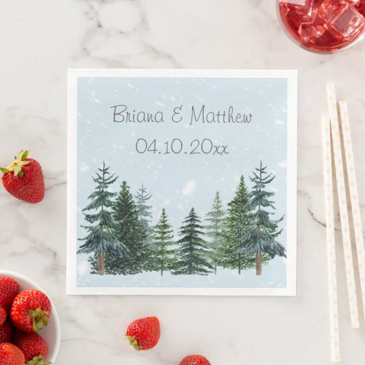 Winter Evergreen Snow Rustikale Hochzeit Serviette (Beispiel)