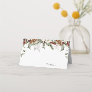 Winter Evergreen Snowflakes Name Platzkarten