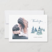 Winter Evergreen Tree Watercolor Hochzeitssemble F Dankeskarte (Vorderseite)