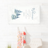 Winter Evergreen Tree Watercolor Wedding Banner (Insitu)