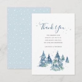Winter Evergreen Tree Watercolor Wedding Dankeskarte