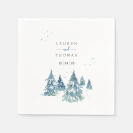 Winter Evergreen Tree Watercolor Wedding Serviette