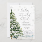 Winter Evergreen Trees Kinderdusche Einladung (Vorderseite)
