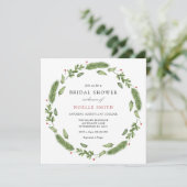 Winter Evergreen und Holly Brautparty Einladung (Stehend Vorderseite)