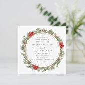 Winter Evergreen und Holly Wedding Einladung (Stehend Vorderseite)
