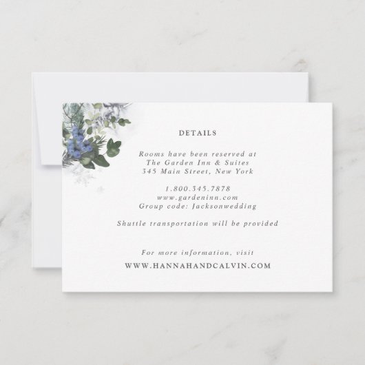 Winter Evergreen Wedding Details Card Einladung (Vorderseite)