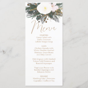 Winter Evergreen Wedding Menu Card Menükarte