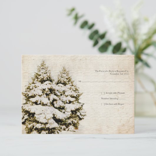 Winter Evergreens Vintage Hochzeit Einladungen (Stehend Vorderseite)