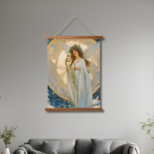 Winter Fairy Artistic Wandteppich Mit Holzrahmen