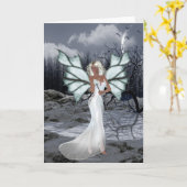 Winter Fairy Fantasy Grußkarte Karte (Gelbe Blume)