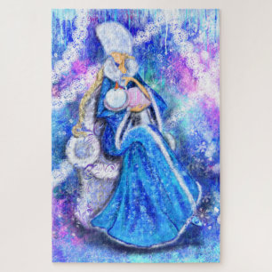 Winter Fairy Füttre Baby Snowman Fantasy Puzzle
