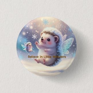 Winter Fairy Hedgehogs  – Cute Snowflake  Button