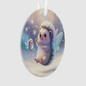 Winter Fairy Hedgehogs – Cute Snowflake Ornament (Vorderseite)