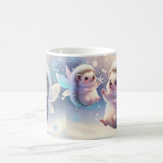 Winter Fairy Hedgehogs Mug – Cute Snowflake Kaffeetasse (Mittel)