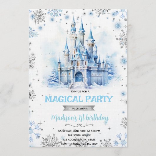 Winter Fairytale Castle party invitation Einladung (Vorderseite)