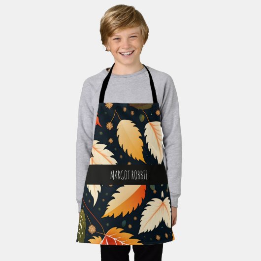 Winter fallende Blätter Orange Retro Muster Schürze (Getragen)