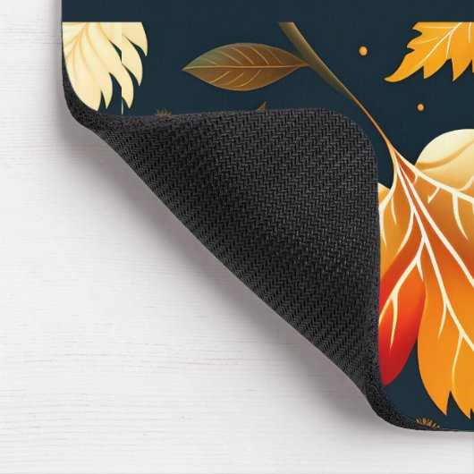 Winter fallende Blätter Orangefarbenes Muster Mousepad (Ecke)