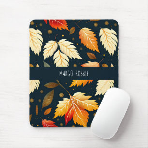 Winter fallende Blätter Orangefarbenes Muster Mousepad
