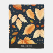 Winter fallende Blätter Schneeflocken Retro Muster Fleecedecke (Vorderseite)