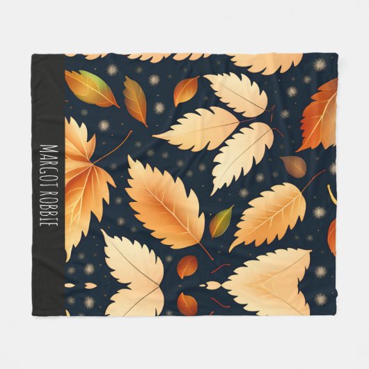 Winter fallende Blätter Schneeflocken Retro Muster Fleecedecke (Vorderseite (Horizontal))
