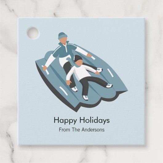 Winter Familienspass Weihnachtsfeiertag Geschenkanhänger (Vorderseite)