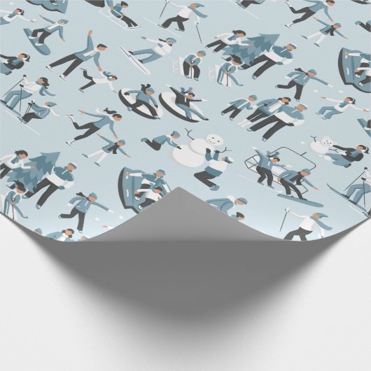 Winter Familienspass Weihnachtsfeiertag Geschenkpapier (Ecke)