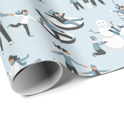 Winter Familienspass Weihnachtsfeiertag Geschenkpapier (Rolleneckpunkt)