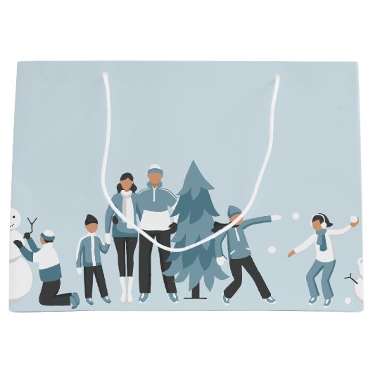 Winter Familienspass Weihnachtsfeiertag Große Geschenktüte (Vorderseite)