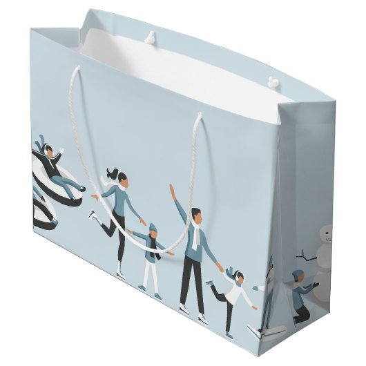 Winter Familienspass Weihnachtsfeiertag Große Geschenktüte (Rückseite Schrägansicht)