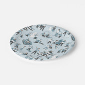 Winter Familienspass Weihnachtsfeiertag Pappteller (Schrägansicht)