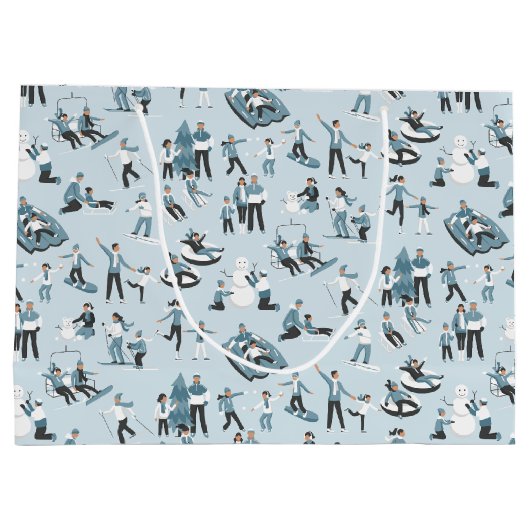 Winter Familienspass Weihnachtsfeiertag Patten Große Geschenktüte (Rückseite)