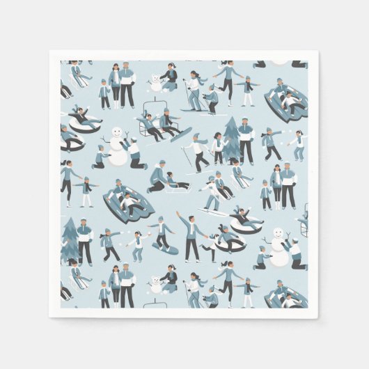 Winter Familienspass Weihnachtsfeiertag Serviette (Vorderseite)