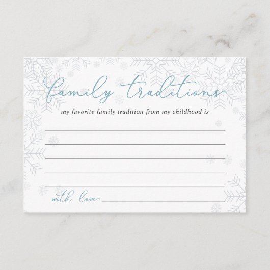 Winter Family Traditions Baby Shower Activity Card Begleitkarte (Vorderseite)