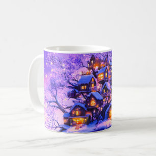 Winter Fantasie Schneebaum Dorf Landschaft Kaffeetasse
