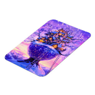Winter-Fantasie-Schneebaum-Dorf-Landschaft Magnet