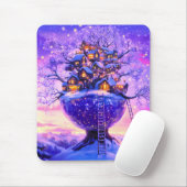 Winter-Fantasie Schneedorflandschaft Mousepad (Mit Mouse)