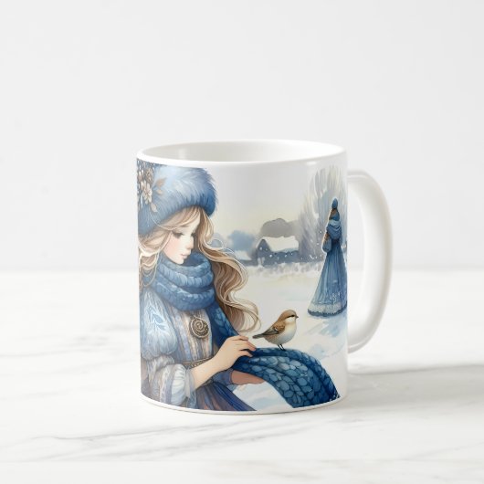 Winter Fantasy Princess in a Snowy Fairytale Lands Kaffeetasse (VorderseiteRechts)