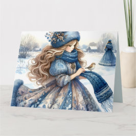 Winter Fantasy Prinzessin in einem schneebedeckten Karte