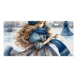 Winter Fantasy Prinzessin in einem schneebedeckten Poster