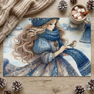 Winter Fantasy Prinzessin in einem schneebedeckten Puzzle