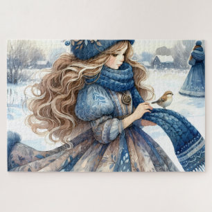 Winter Fantasy Prinzessin in einem schneebedeckten Puzzle