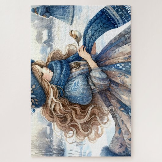 Winter Fantasy Prinzessin in einem schneebedeckten Puzzle (Vertikal)