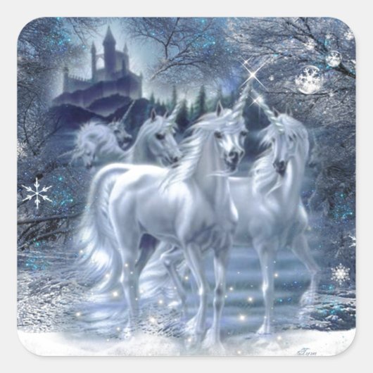 Winter Fantasy Quadratischer Aufkleber (Vorderseite)