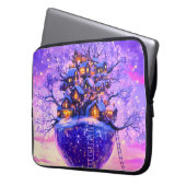 Winter Fantasy Snowy Tree Village Landscape Laptopschutzhülle (Vorderseite Links)